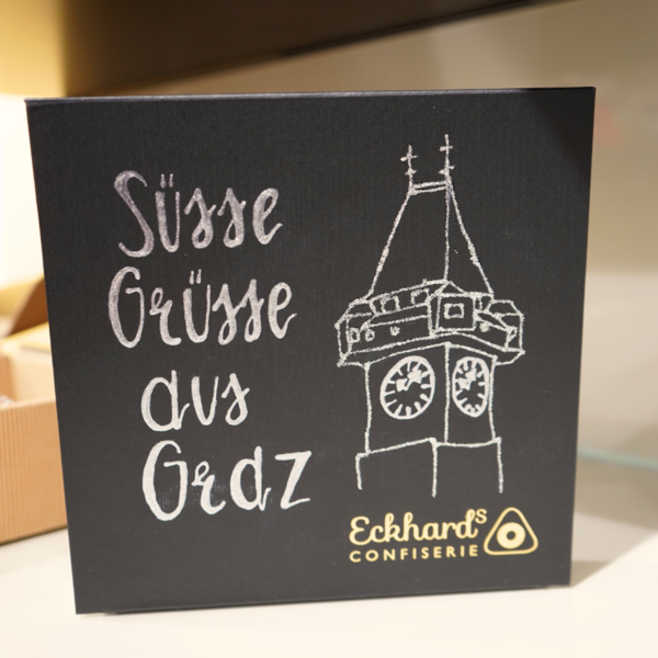 handbeschriftete 25er Pralinenbox - Süsse Grüsse aus Graz
